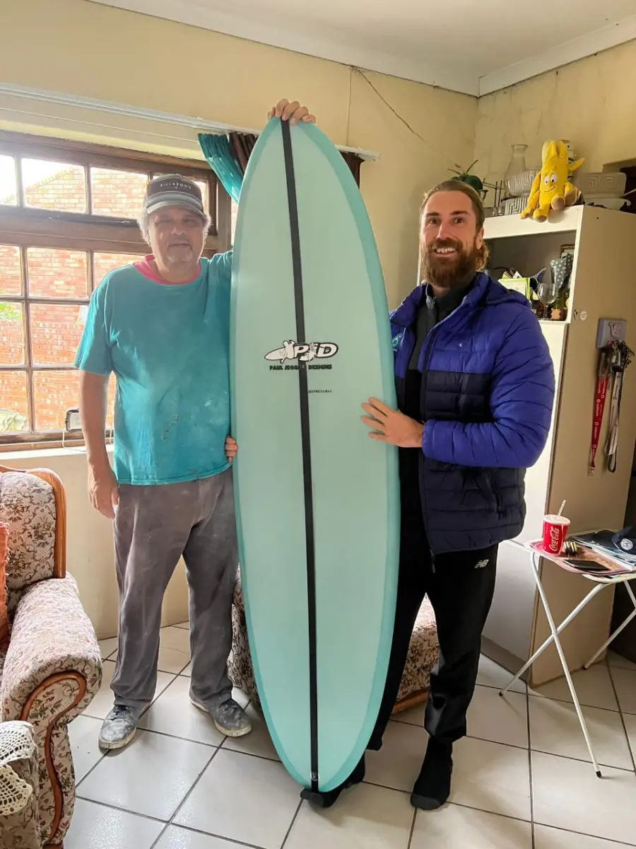 Stoked Surfer — custom hand-shaped surfboard by Paul Jeggels, Jeffreys Bay